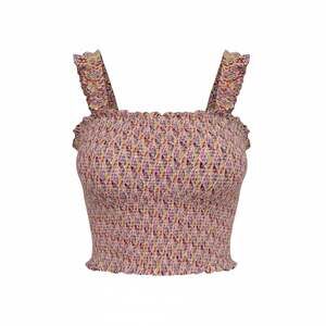 Maeve Anthropologie Smocked Multicolor Ruffle Strap Crop Top Festival Resort